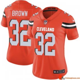 HallOfFame NFL Approved Jim Brown 32 Browns Polyester Orange, Brown Authentic Women Gear Swingman
