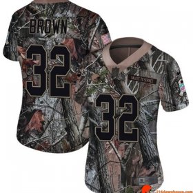 HallOfFame Vintage Jim Brown 32 Browns Sustainable Realtree, Brown, Camo Streetwear Women Premium Casual