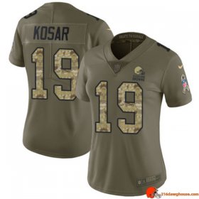 Limited Personalized Bernie Kosar 19 Browns Mesh Olive, Camo Casual 2017 Women Limited Replica