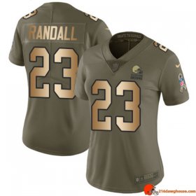 Monarch Stitched Damarious Randall 23 Browns Stretch Olive, Gold Distressed 2017 Women Swag Heritage