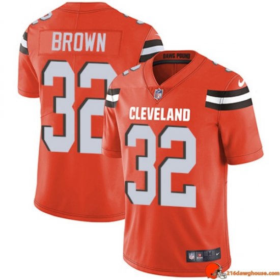 Monarch Team Issue Jim Brown 32 Browns Performance Orange, Brown Performance Youth Onyx Commemorative