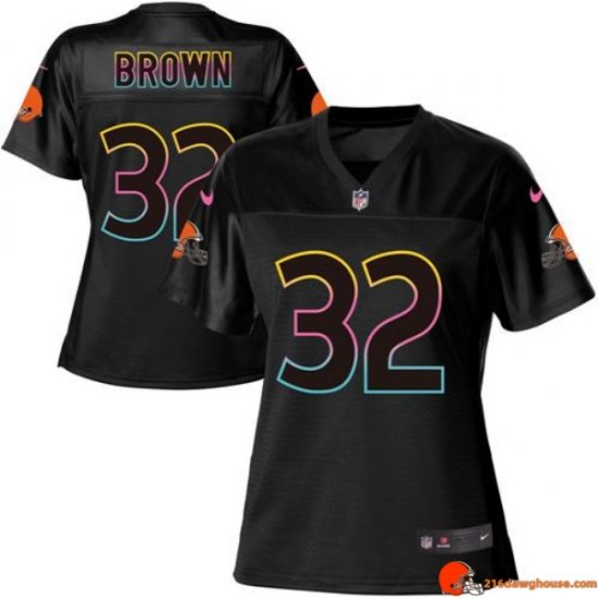 Omega Replica Jim Brown 32 Browns Moisture Wicking Black, Brown Special Edition Women Uniform Replica