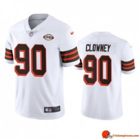 Pinnacle Genuine Jadeveon Clowney 90 Browns Sublimated White Throwback 1946 Men Signed Swingman