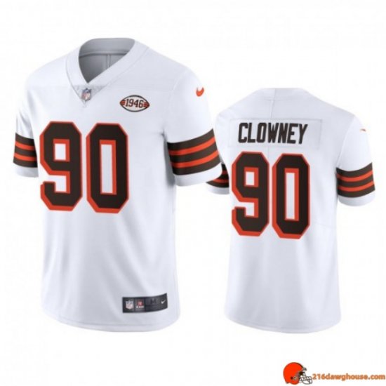 Pinnacle Genuine Jadeveon Clowney 90 Browns Sublimated White Throwback 1946 Men Signed Swingman