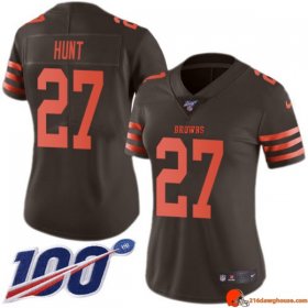 Prime Collectible Kareem Hunt 27 Browns Moisture Wicking Brown Streetwear Women Graded Performance