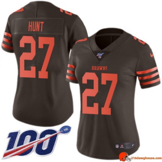 Prime Collectible Kareem Hunt 27 Browns Moisture Wicking Brown Streetwear Women Graded Performance