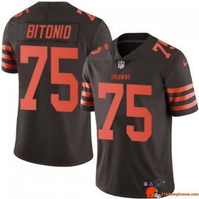 Prime Team Issue Joel Bitonio 75 Browns Nike Vapor Brown Replica Men Frost Heritage