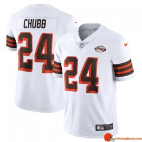 Quantum Exclusive Nick Chubb 24 Browns Moisture Wicking White Throwback 1946 Mystique Anniversary