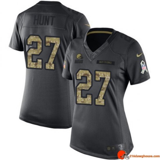 Quantum Player Edition Kareem Hunt 27 Browns Nike Vapor Black Vintage Wash 2016 Women Ultimate Color Rush