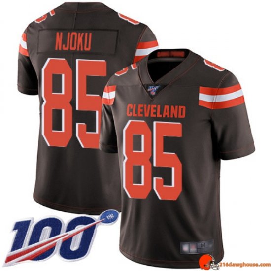 Rampage Custom David Njoku 85 Browns Stretch Brown Performance Men Numbered Distressed