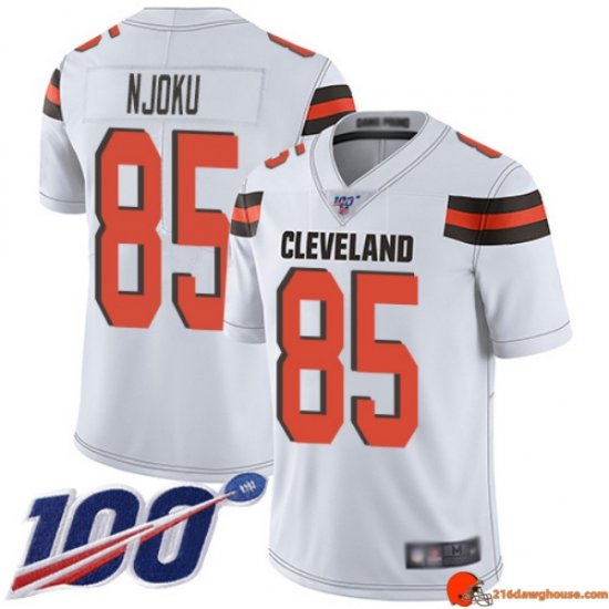 Rookie Replica David Njoku 85 Browns Twill White Athletic Men Wear Vintage Wash