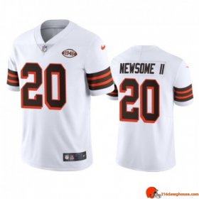 Shield Signed Greg Newsome 20 Browns Twill White Replica 1946 Men Vapor Replica