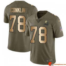 Showcase Player Edition Jack Conklin 78 Browns Polyester Olive, Gold Special Edition 2017 Men Flex Commemorative