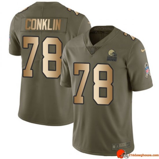 Showcase Player Edition Jack Conklin 78 Browns Polyester Olive, Gold Special Edition 2017 Men Flex Commemorative