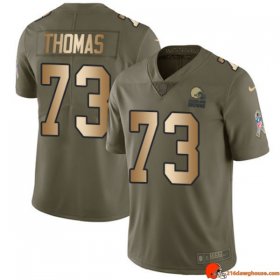 Signature Rare Joe Thomas 73 Browns Heavy Duty Olive, Gold Streetwear 2017 Men Numbered Fashion