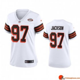 Sonic Signed Malik Jackson 97 Browns Heavy Duty White Throwback 1946 Women Legend Athletic