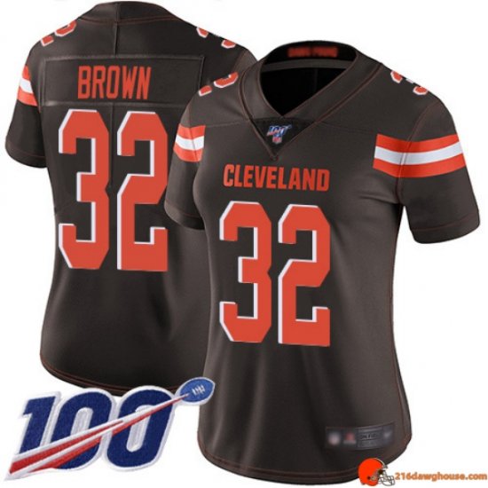 Velocity Licensed Jim Brown 32 Browns Reinforced Brown Authentic Women Hyper Authentic