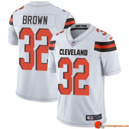 Victory Vintage Jim Brown 32 Browns Moisture Wicking White, Brown Special Edition Youth V2 Athletic